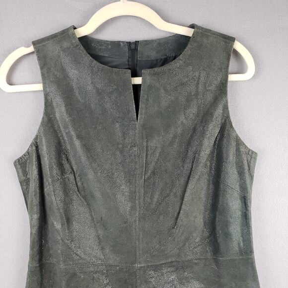 For Joseph Suede Size M Sleeveless Leather Shimmer Sheath Dress Gray 90s Y2K - Picture 3 of 13